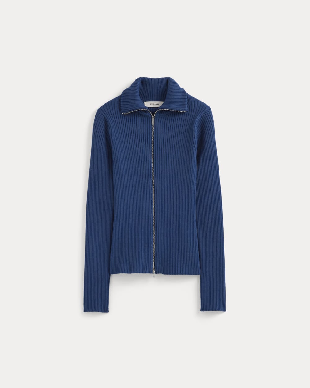 Full-Zip Ribbed Jacket in Everyday Cotton in Estate Blue — alternate view