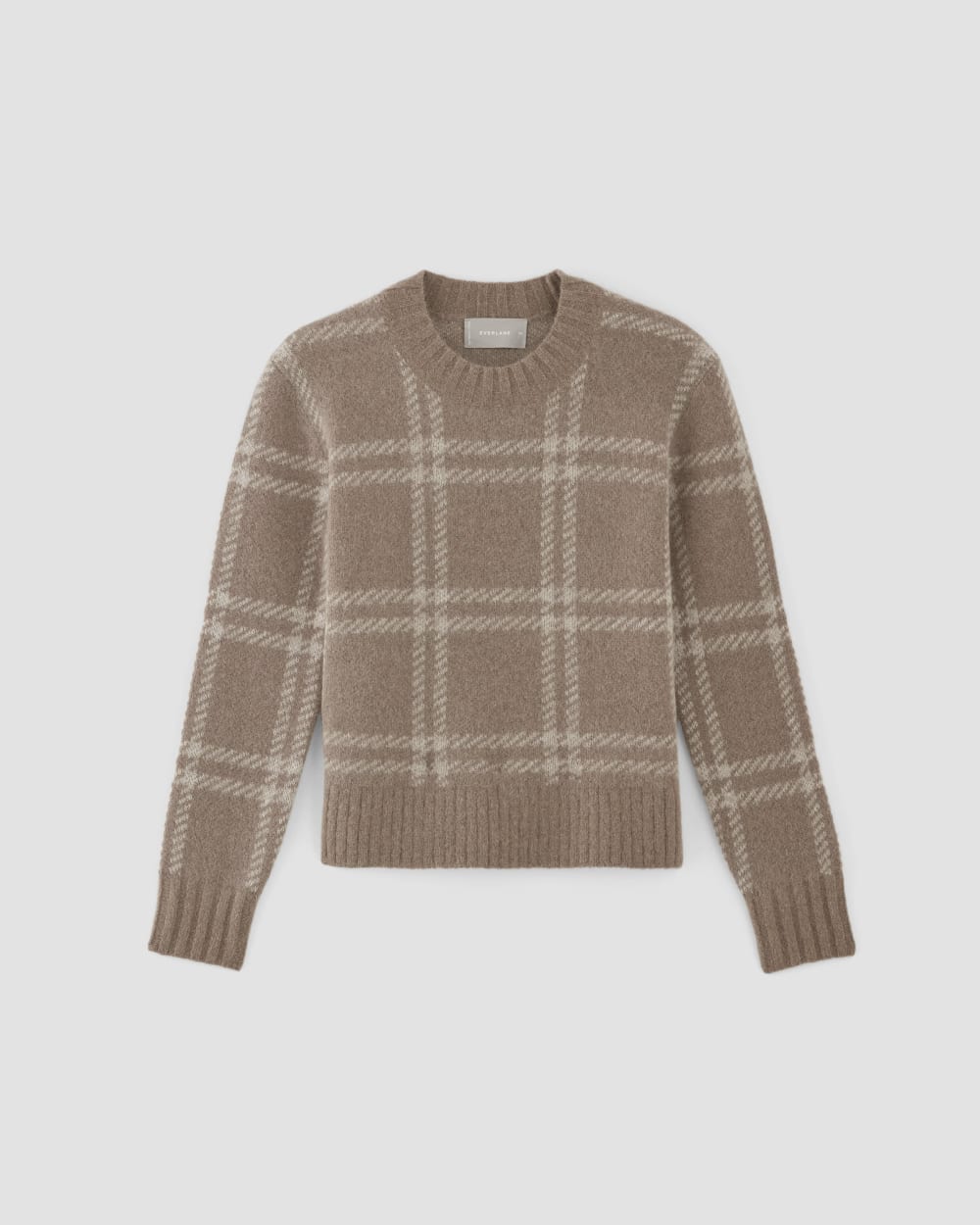 The Alpaca Cropped Crewneck Sweater in Wheat / Lightest Taupe — alternate view