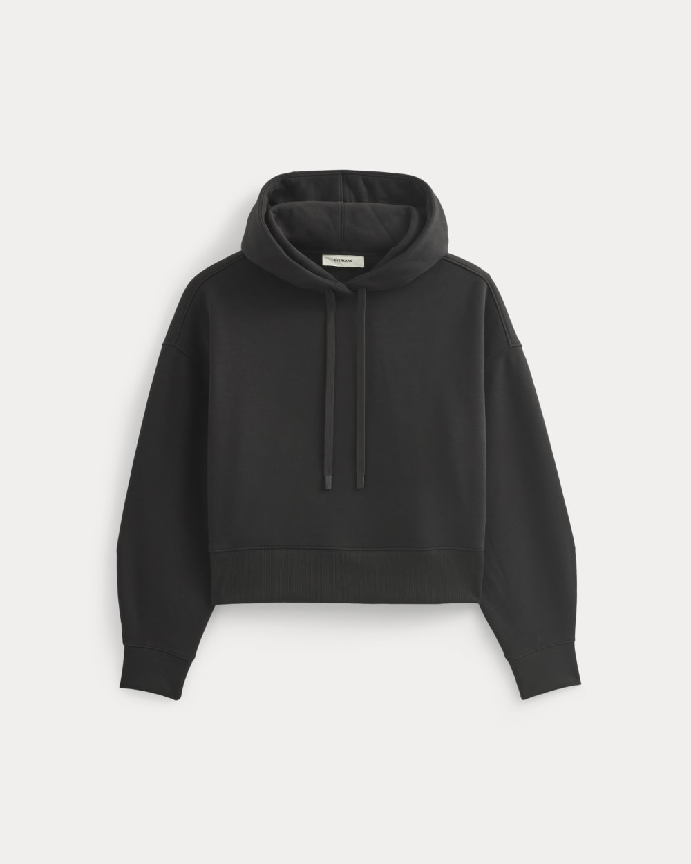Cropped Luxe Fleece Hoodie in Black — alternate view
