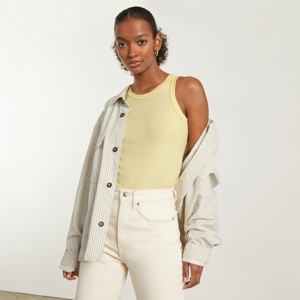 The Tank in Essential Cotton in Pastel Yellow — detail view