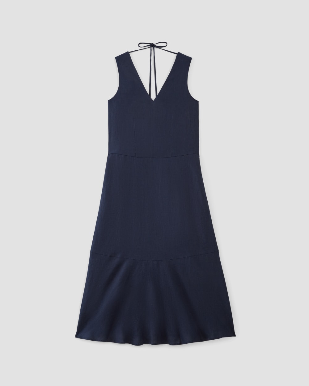 The Linen V-Neck Maxi Dress in Navy — alternate view