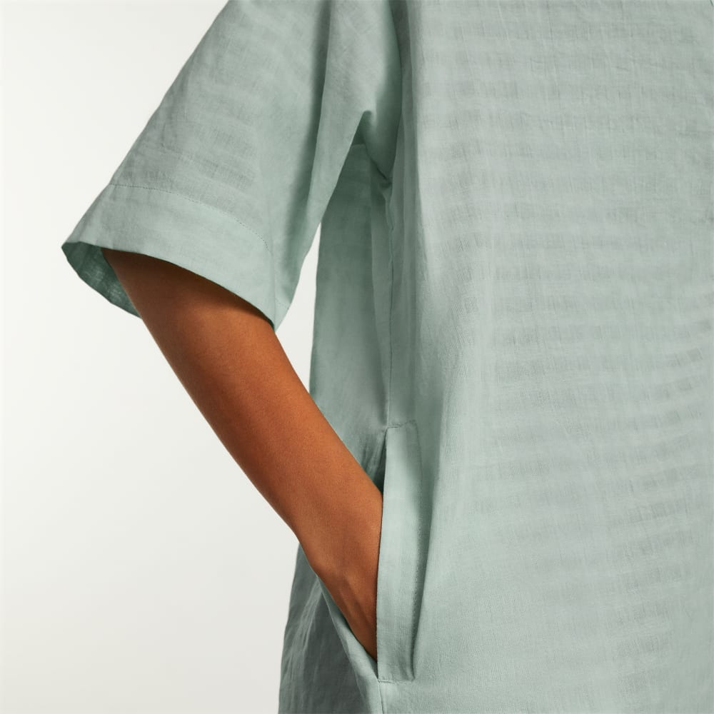 The Caftan Dress in White Sage — detail view