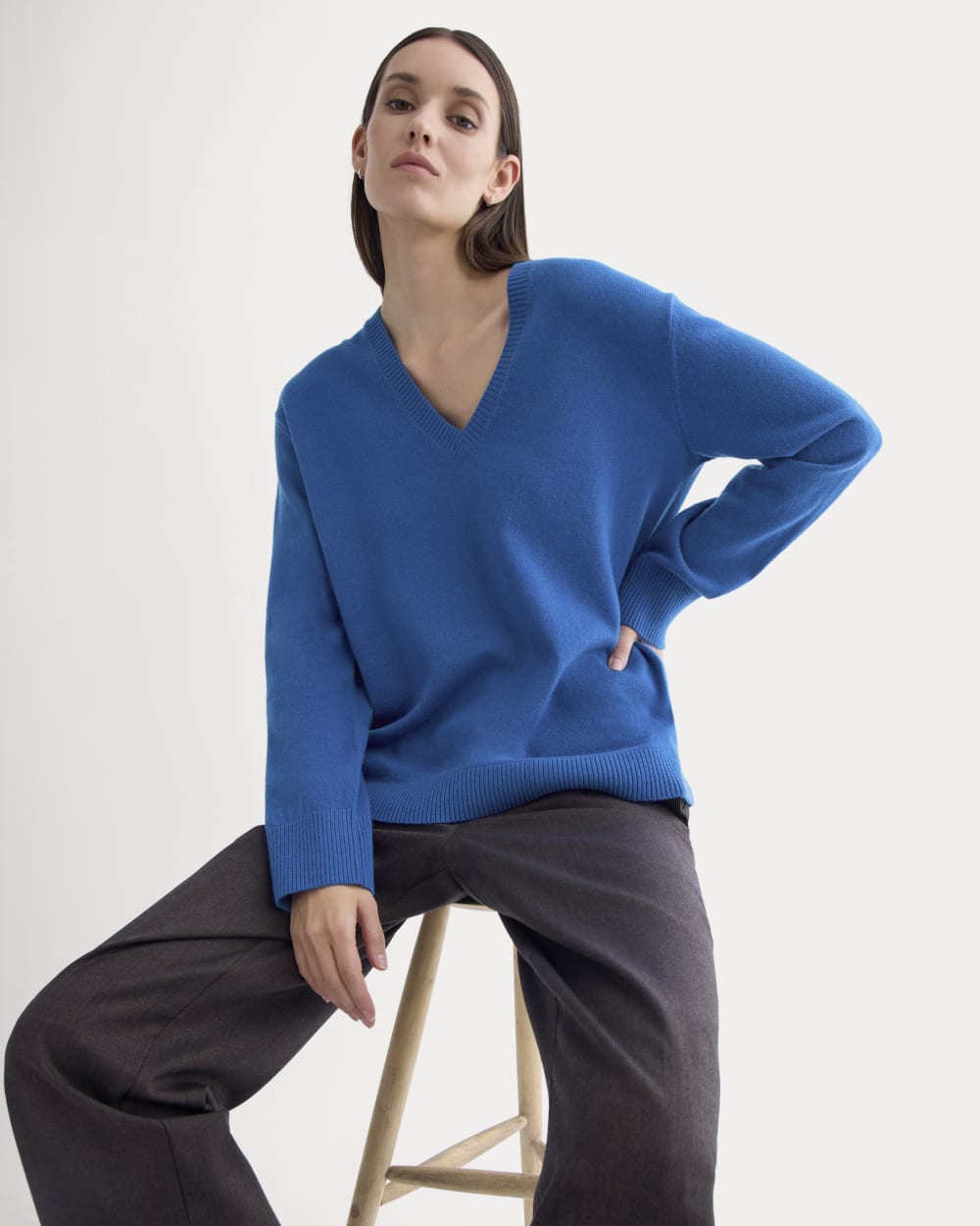 The Classic V in Cashmere in Classic Blue — front view