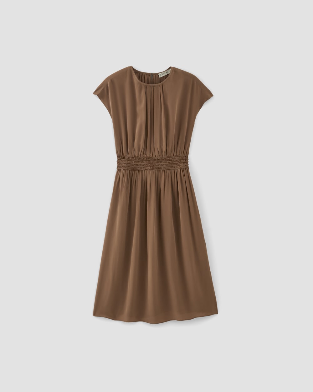 The Gathered Midi Dress in Carob Brown — alternate view