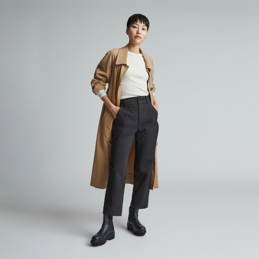 The Organic Straight-Leg Pant in Black — front view