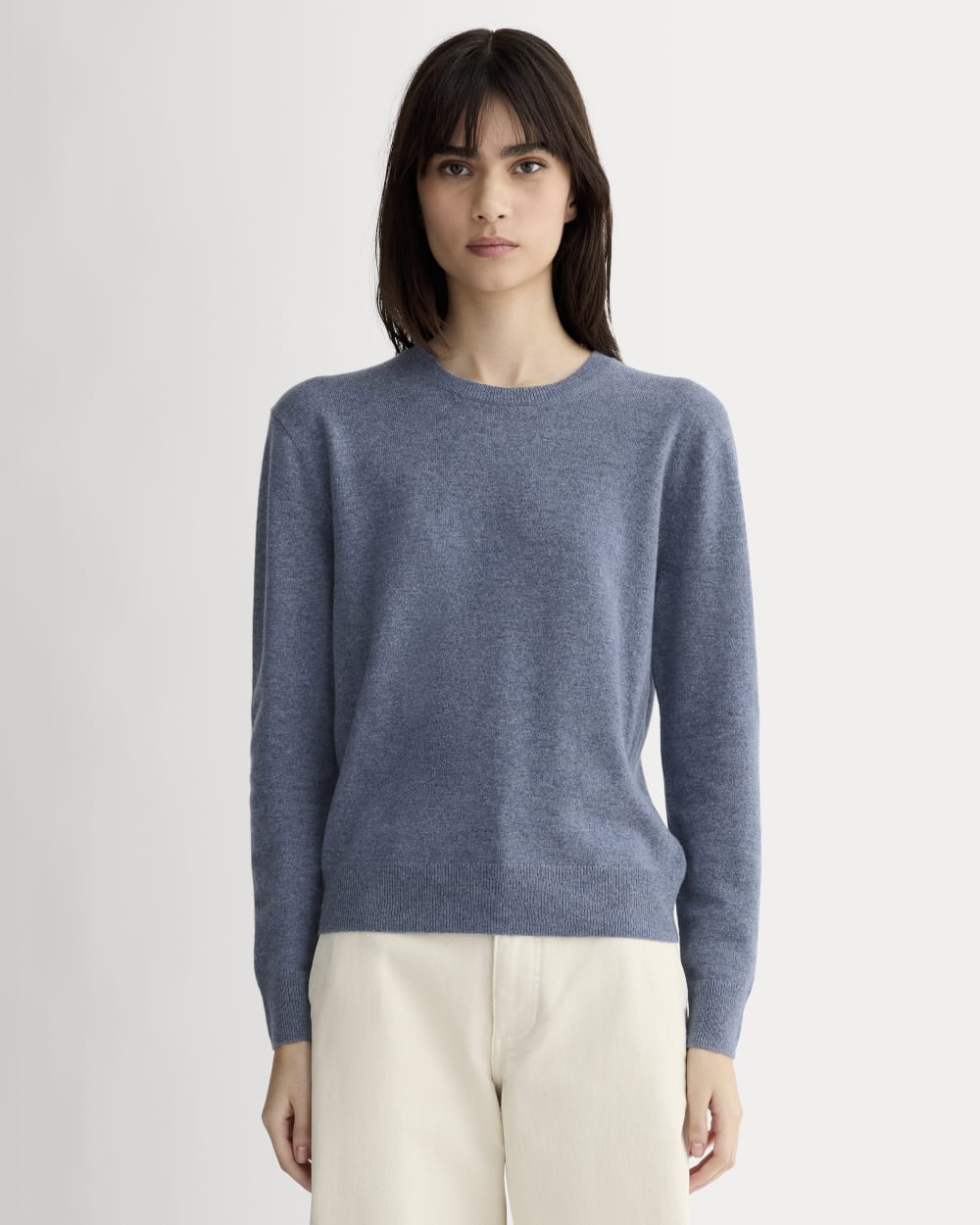 The Classic Crew in Cashmere in Denim Blue — front view