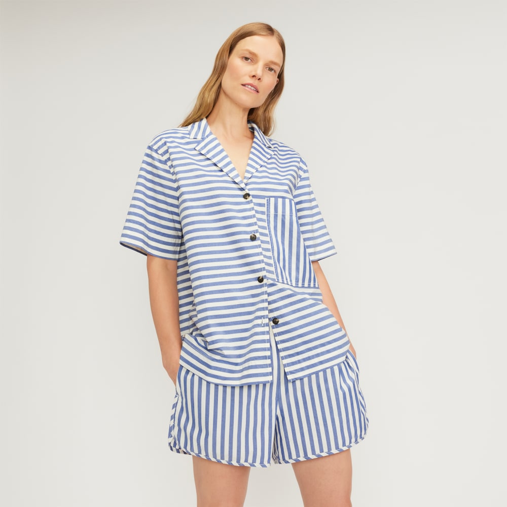The Poplin Shirt in Mazarine Blue / Bone — front view
