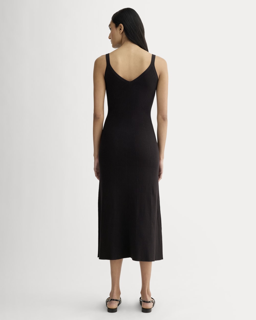 The Fine Knit Cami Dress in Black — detail view