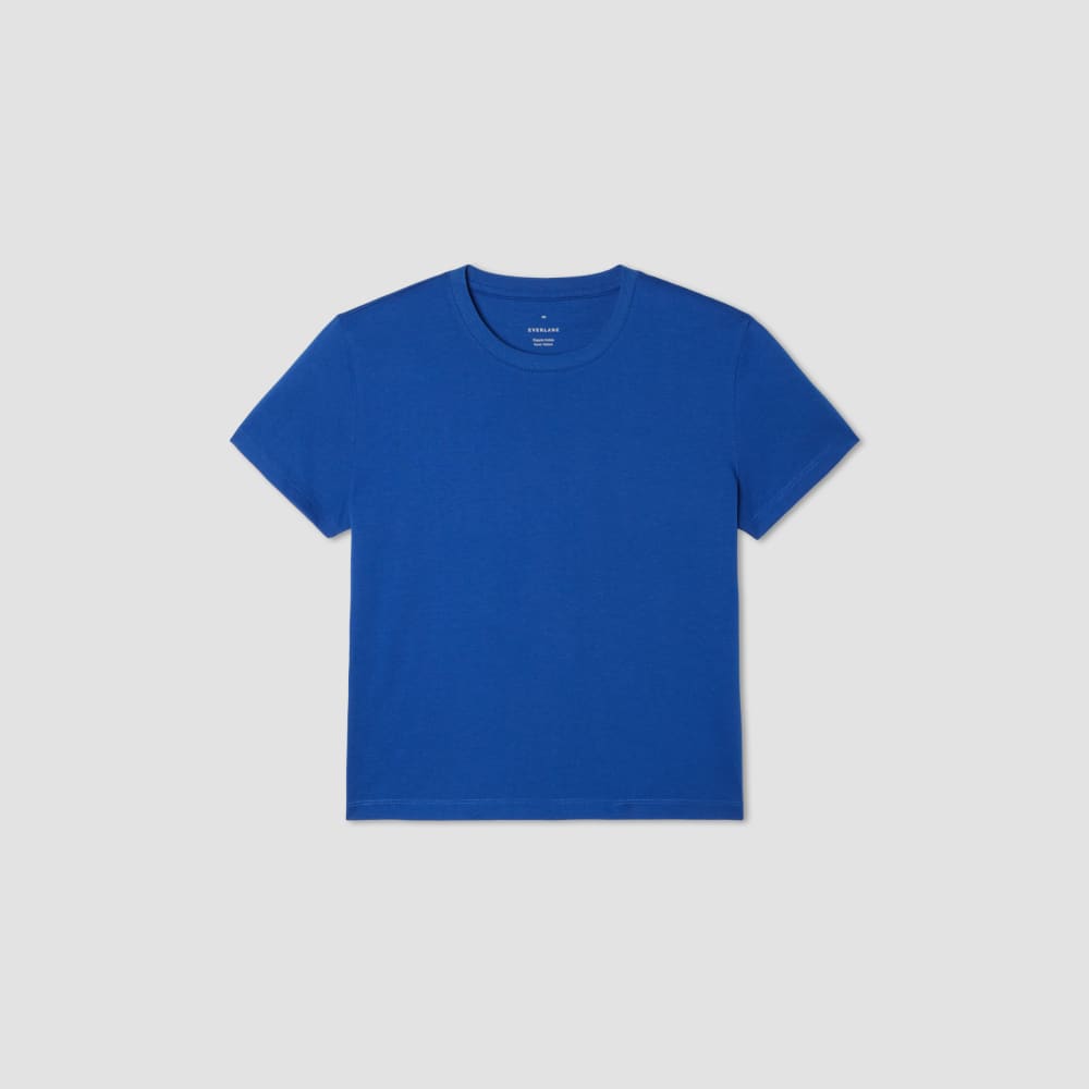 The Box-Cut Tee in Essential Cotton in Mazarine Blue — alternate view