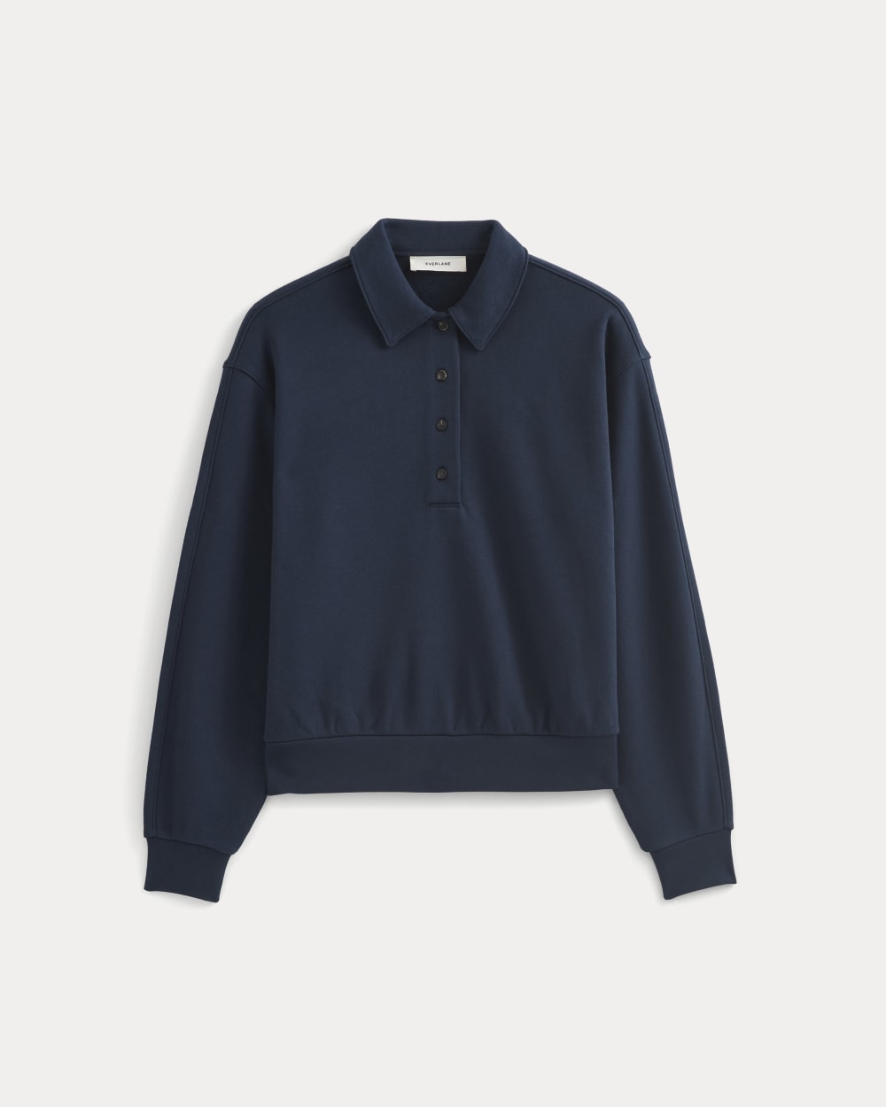 Lightweight Terry Polo Sweatshirt in Navy — alternate view