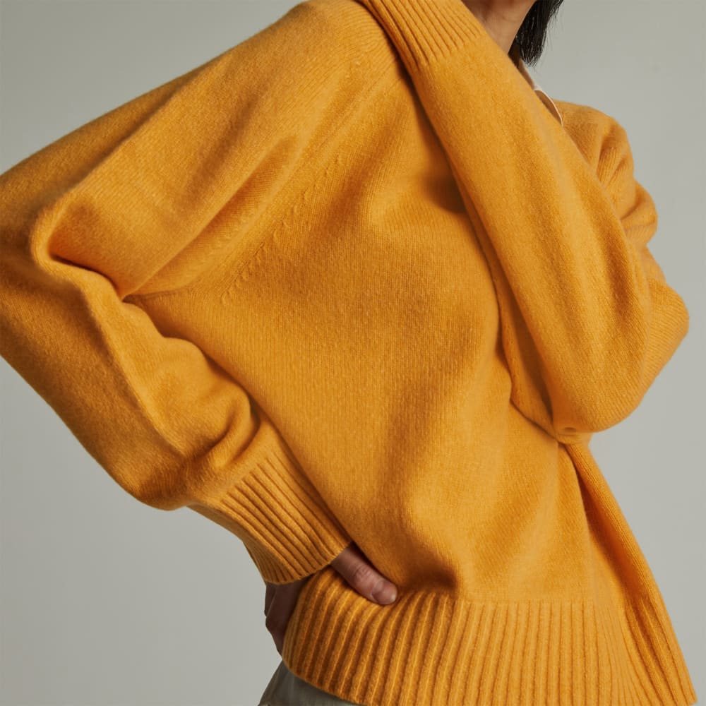 The Cashmere Boxy Crew in Kumquat — detail view