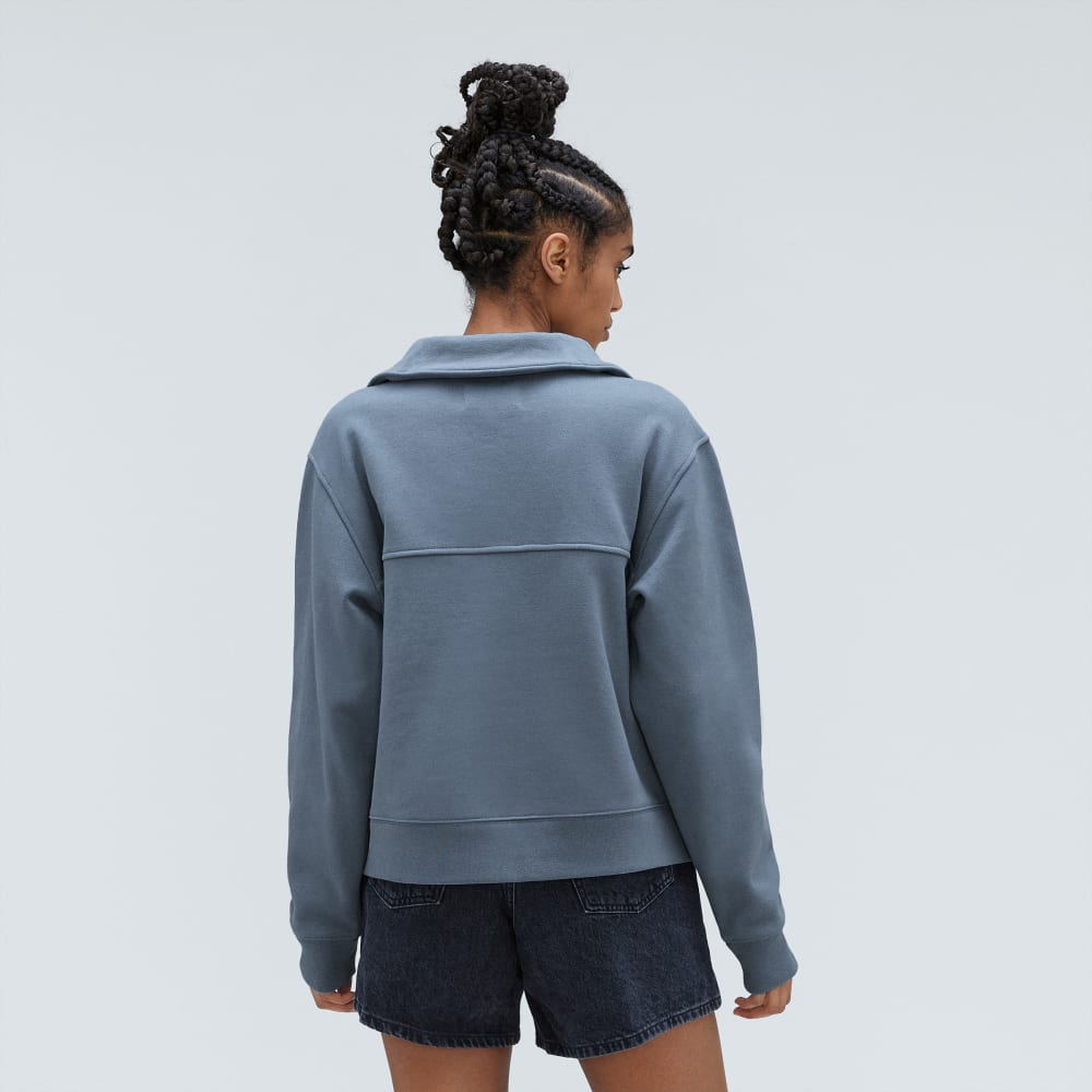 The Track Half-Zip in Faded Blue — detail view