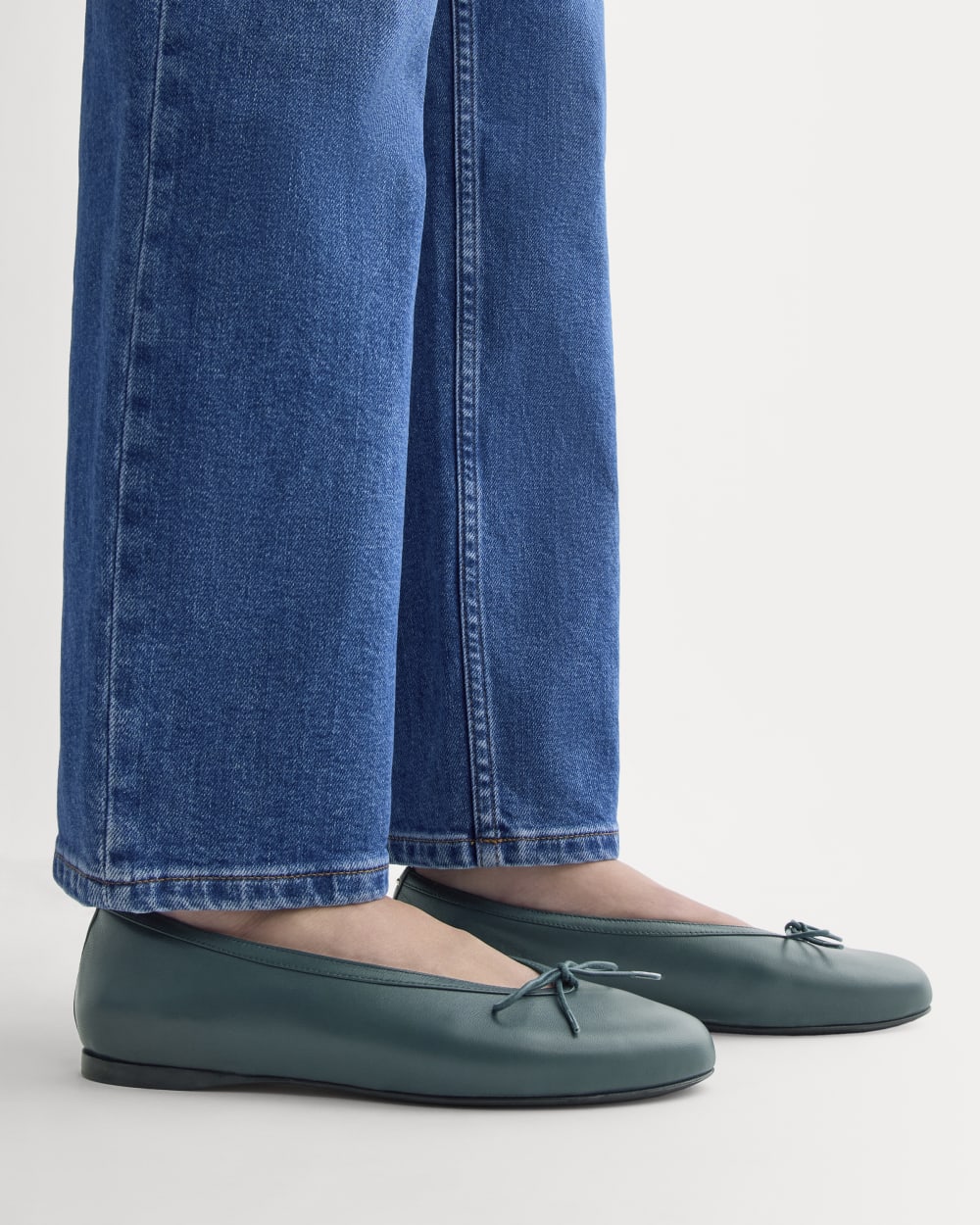 Made in Italy Ballet Flat in Juniper — detail view
