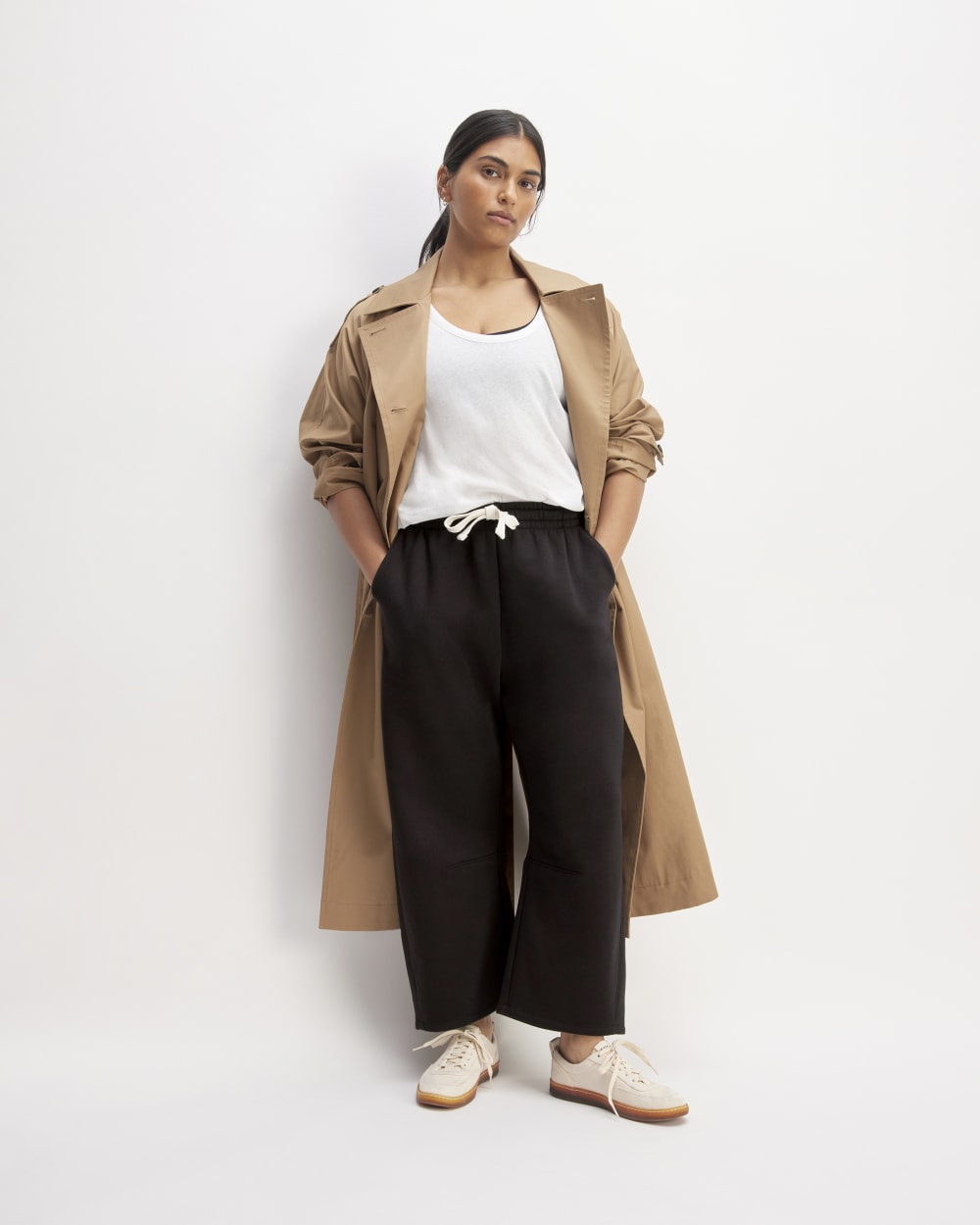 The ReTrack Barrel Sweatpant in Black — front view