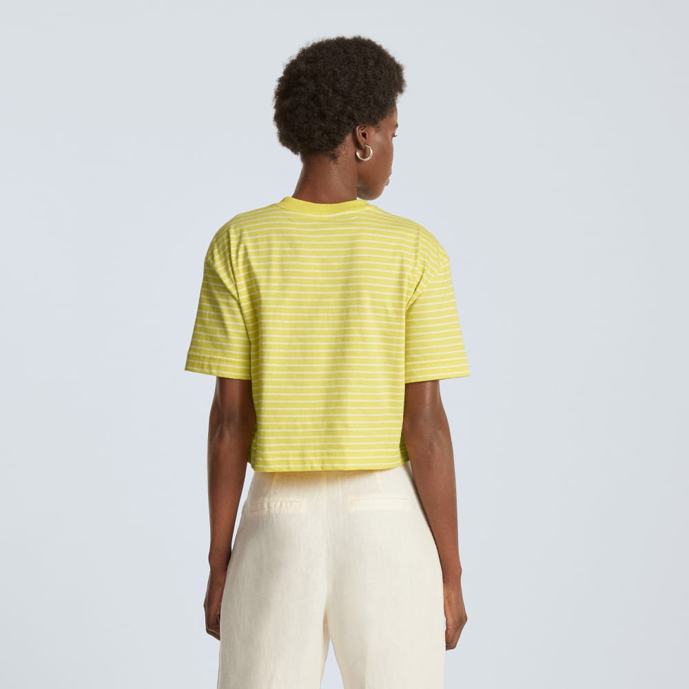 The Organic Cotton Cropped Tee in Acacia / Tan — detail view
