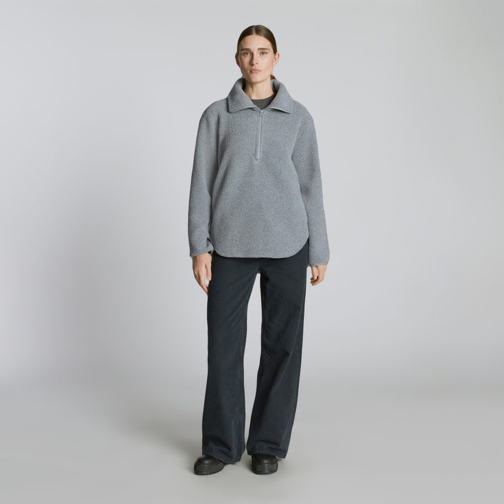 The ReNew Fleece Half-Zip in Heathered Coal — detail view