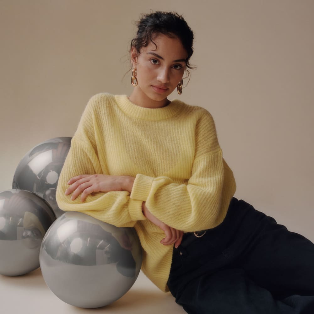 The Cocoon Crew in Alpaca in Lemon — front view