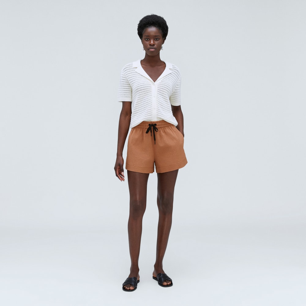 The Seersucker Boxer Short in Tawny Brown — detail view