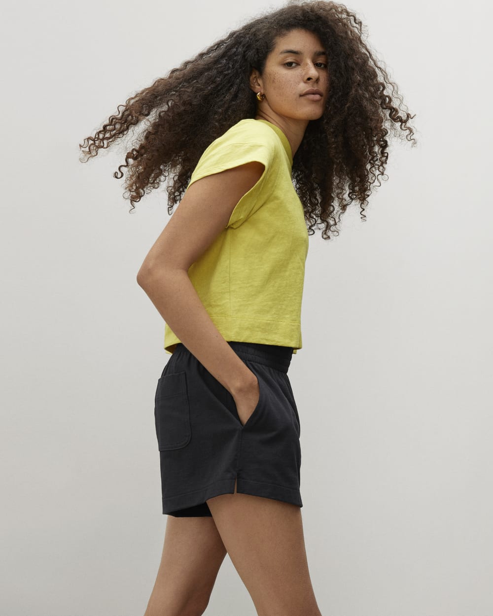 The Retro Jersey Short in Black — detail view