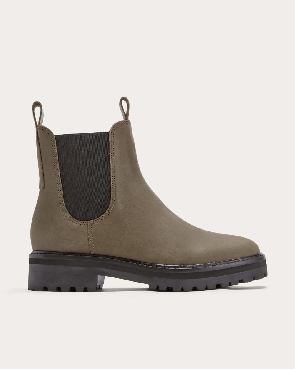 The Lug Chelsea Boot in Vintage Fossil Brown — front view