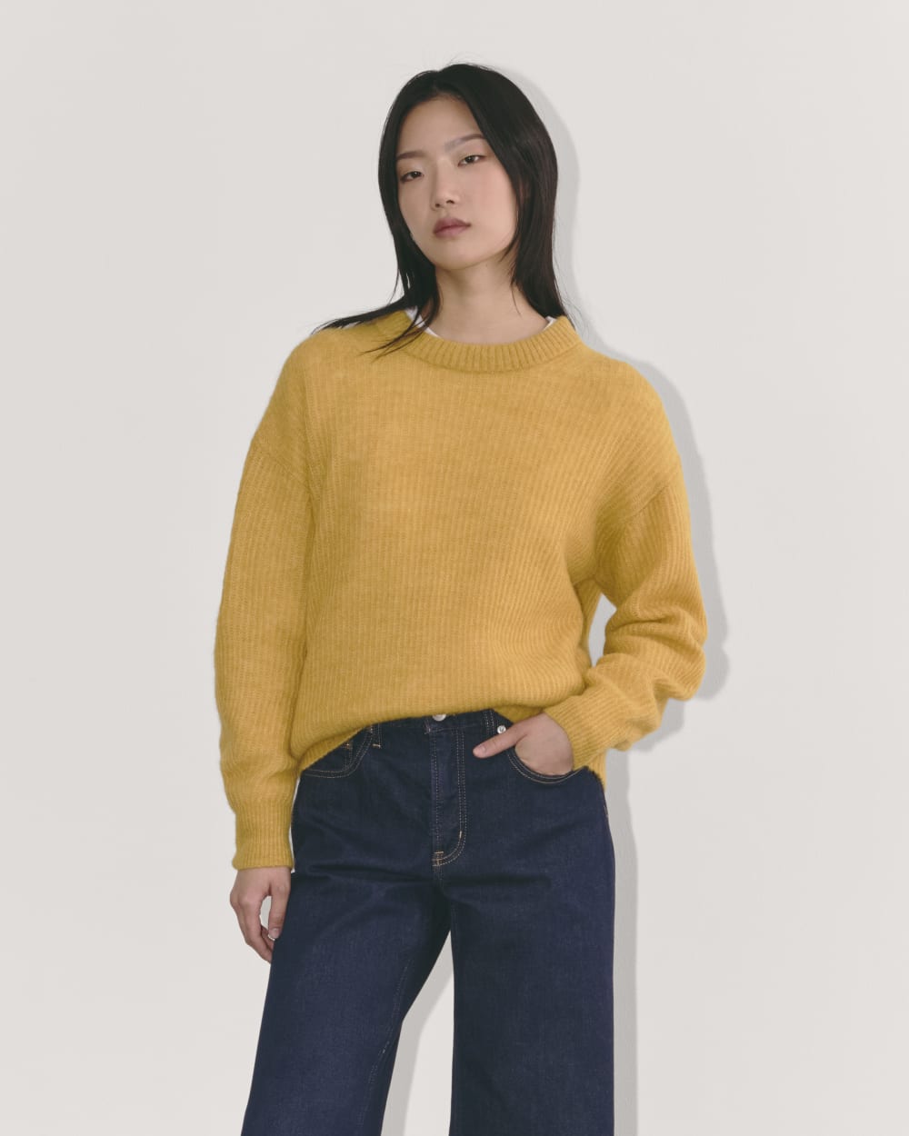 The Cocoon Crew in Alpaca in Golden Yellow — front view