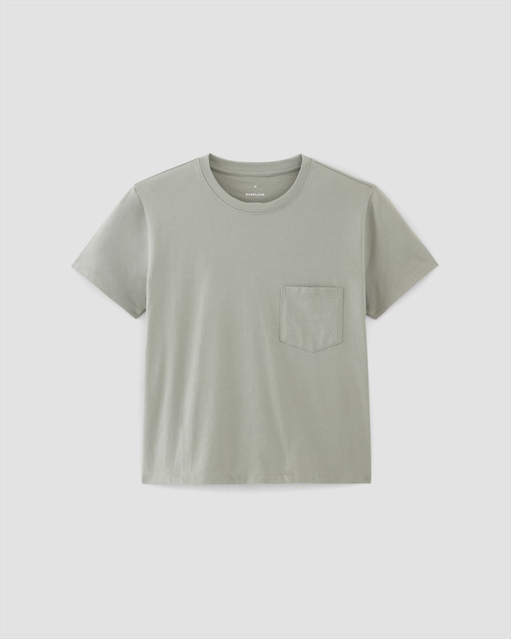 The Box-Cut Tee in Essential Cotton in Sage Green — alternate view