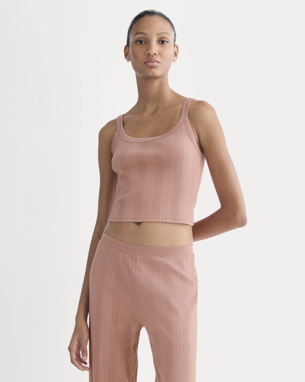 Lounge Rib Tank in Ash Rose — front view