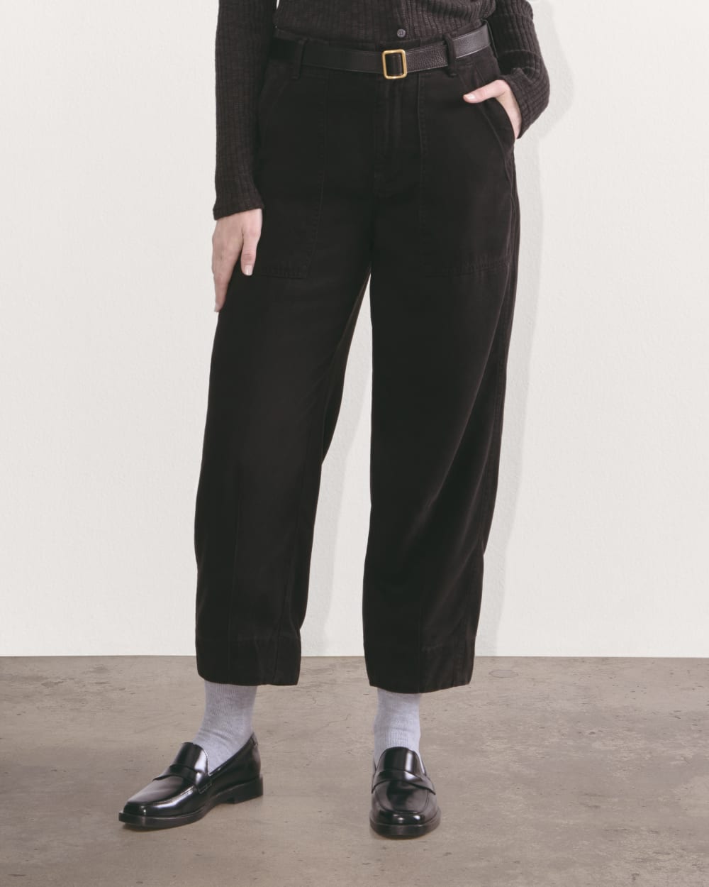 The Utility Pant in Buttersoft in Black — detail view