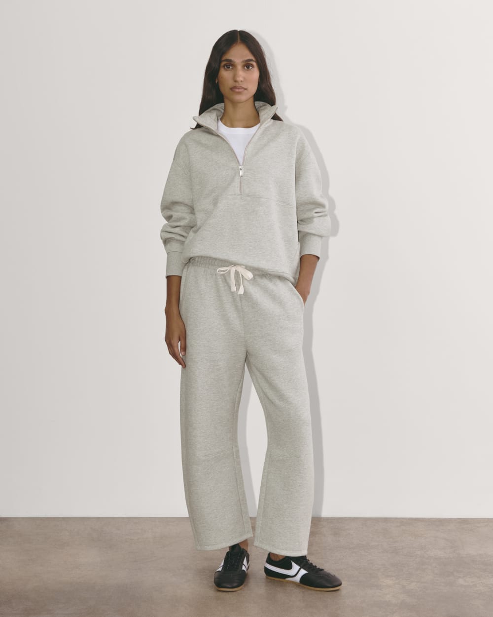 Luxe Fleece Half-Zip Sweatshirt in Heathered Grey — detail view