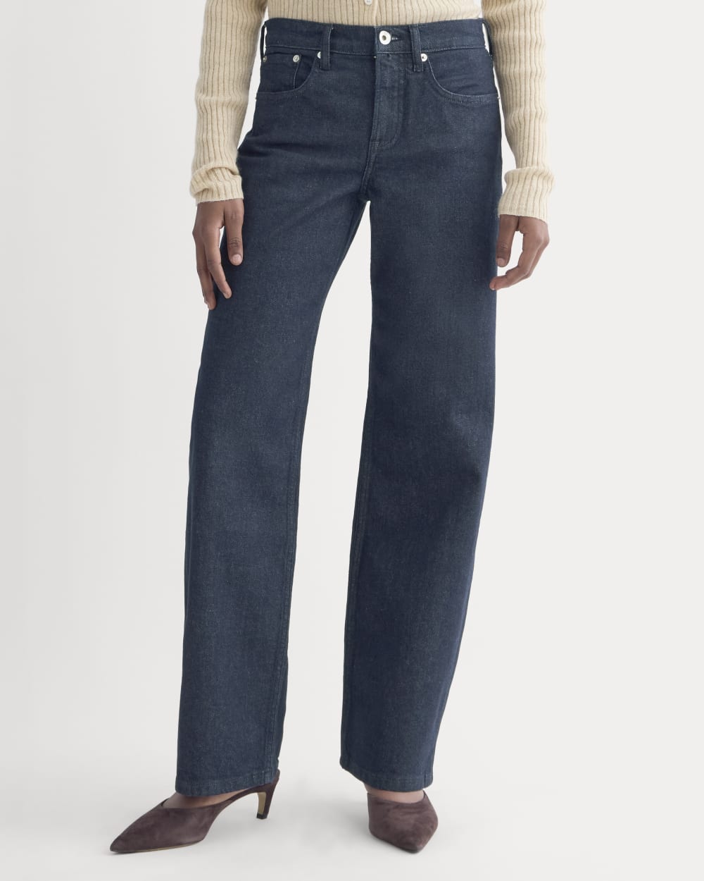 The Column Jean in Pure Blue — detail view
