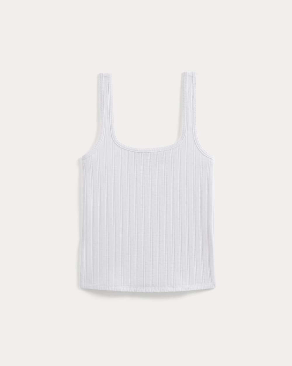 Scoop-Neck Tank in Pointelle in White — alternate view