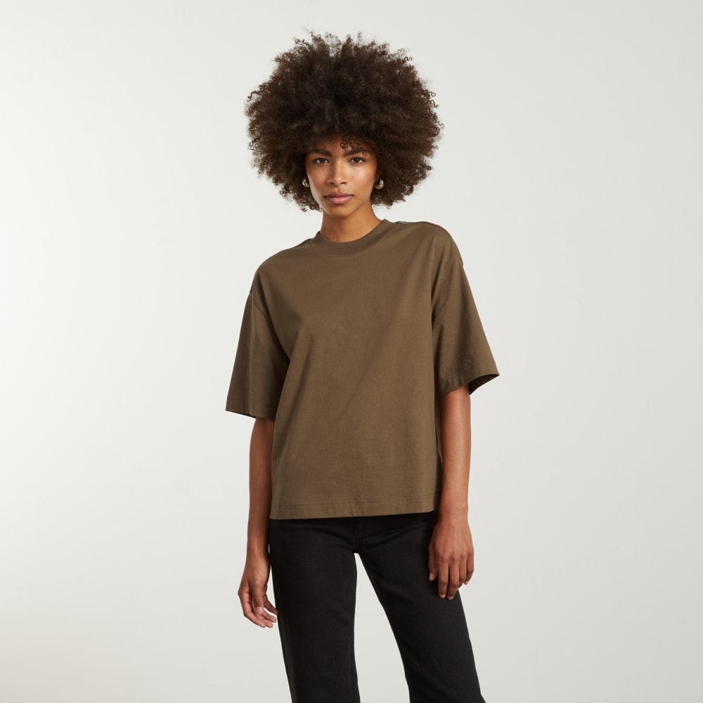 The Premium Weight Relaxed Tee in Beech — front view