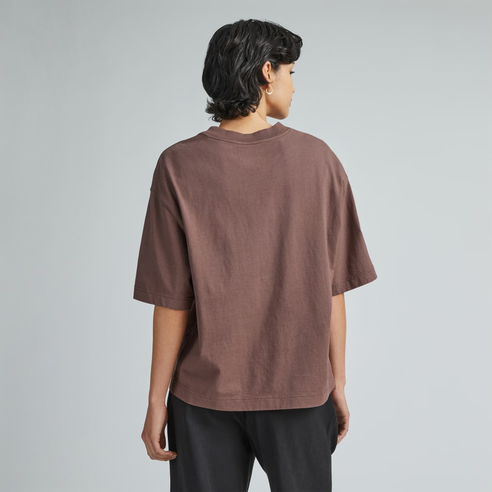 The Premium Weight Relaxed Tee in Chocolate Brown — detail view