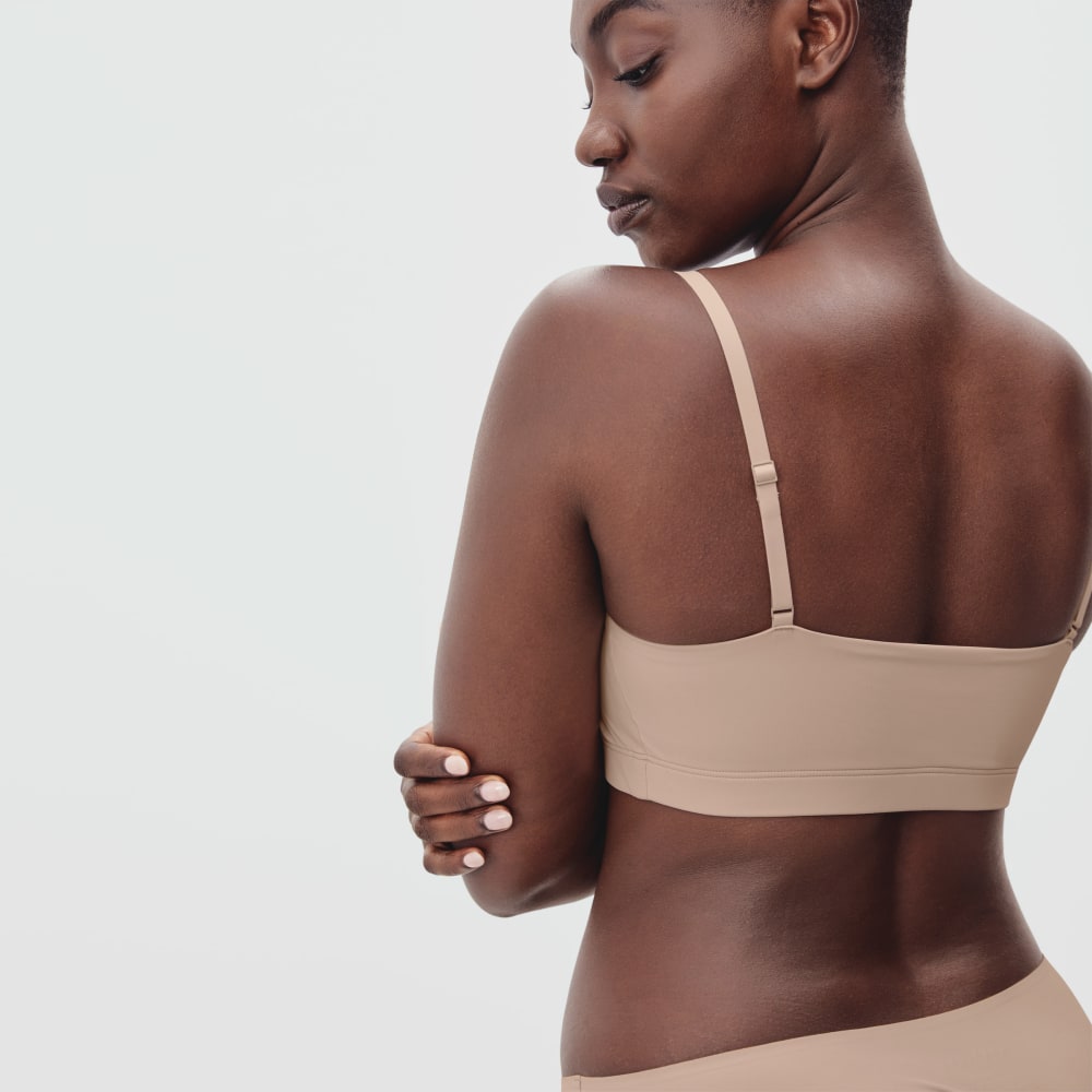 The Invisible Square-Neck Bralette in Light Tan — detail view