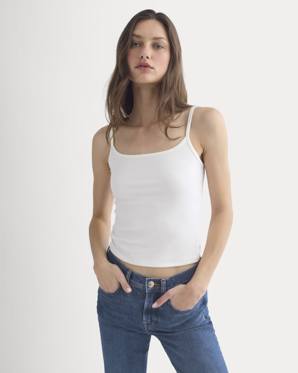 Scoopneck Cami in Bone — front view