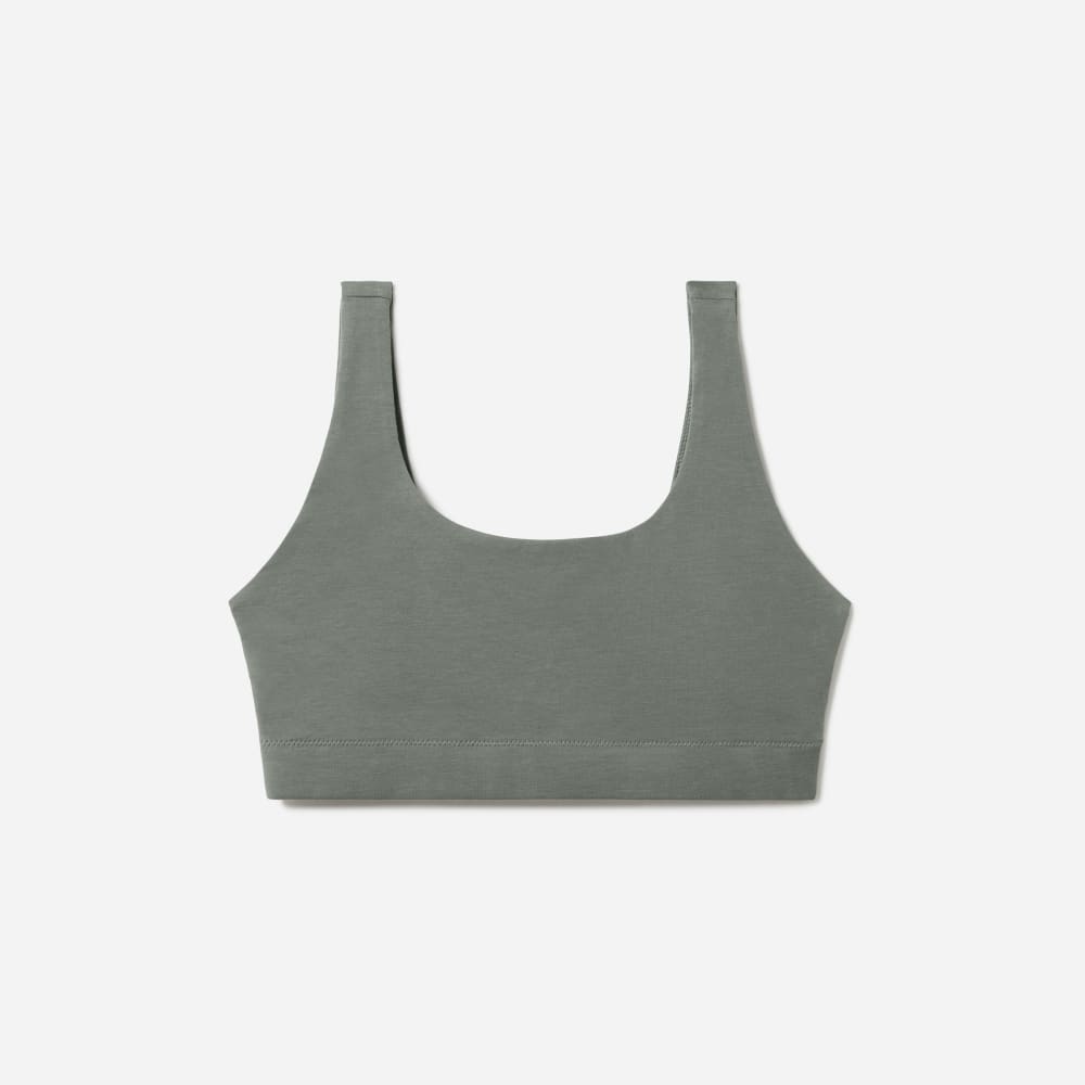 The Cotton Tank Bra in Dark Sage — front view