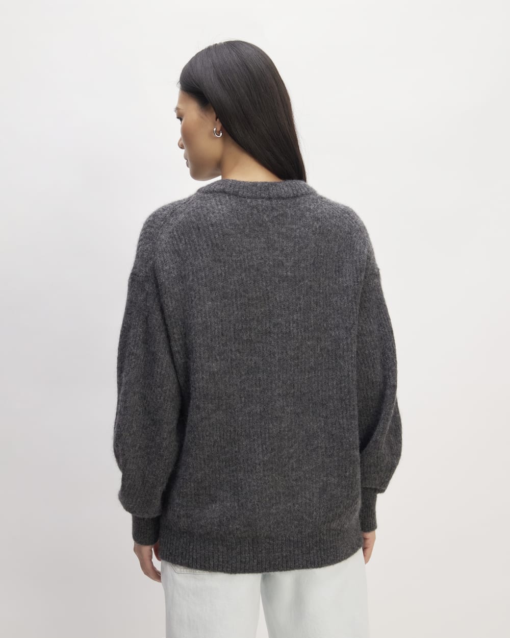 The Cocoon Crew in Alpaca in Heather Charcoal — detail view
