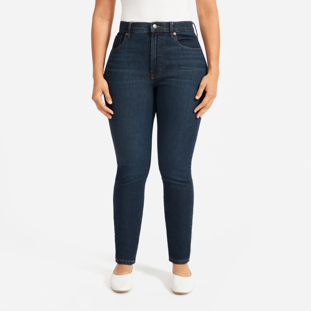 The Authentic Stretch High-Rise Skinny in Deep Indigo — detail view