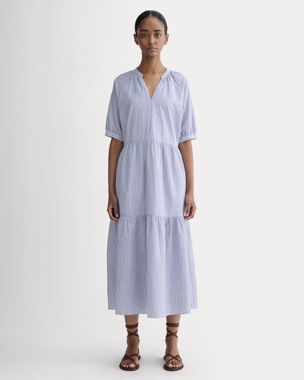 The Farmers Market Dress in Mazarine Blue / Optic White — front view