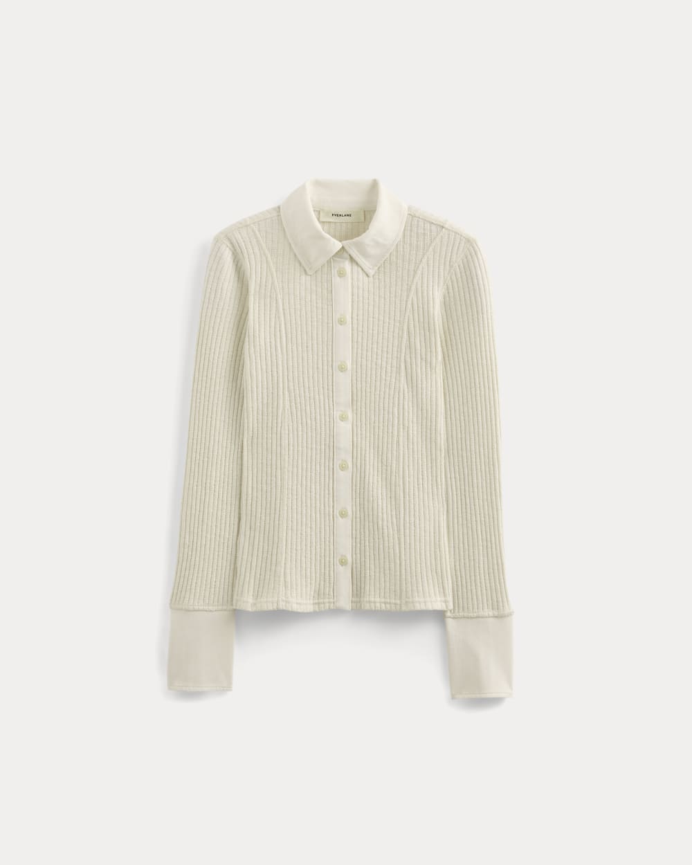 Cozy Rib Button-Up in Bone — alternate view
