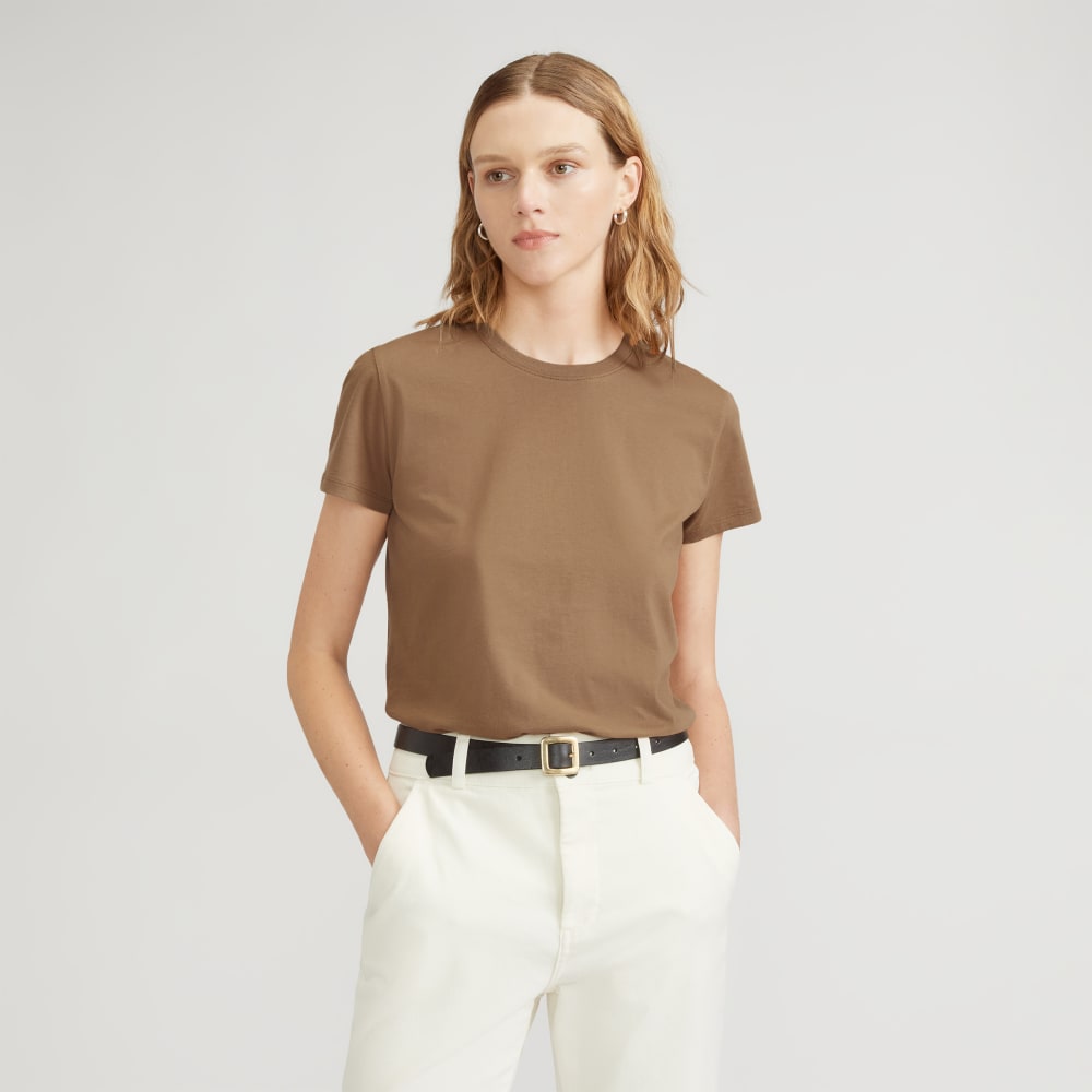 The Box-Cut Tee in Essential Cotton in Toasted Coconut — front view