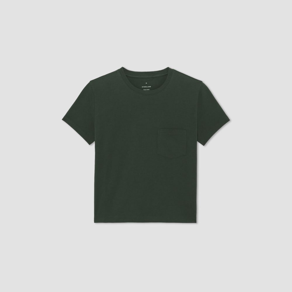 The Box-Cut Tee in Essential Cotton in Scarab — alternate view