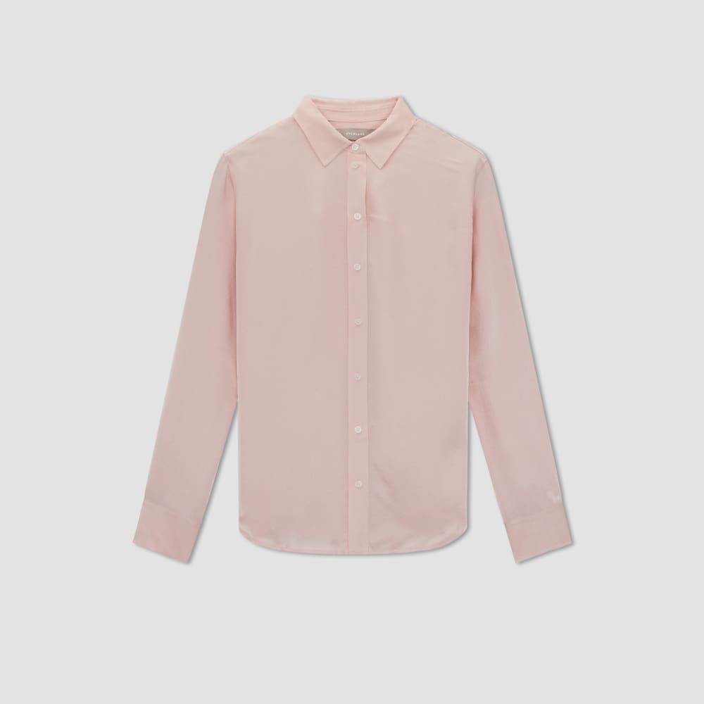 The Satin Relaxed Shirt in Petal Pink — alternate view