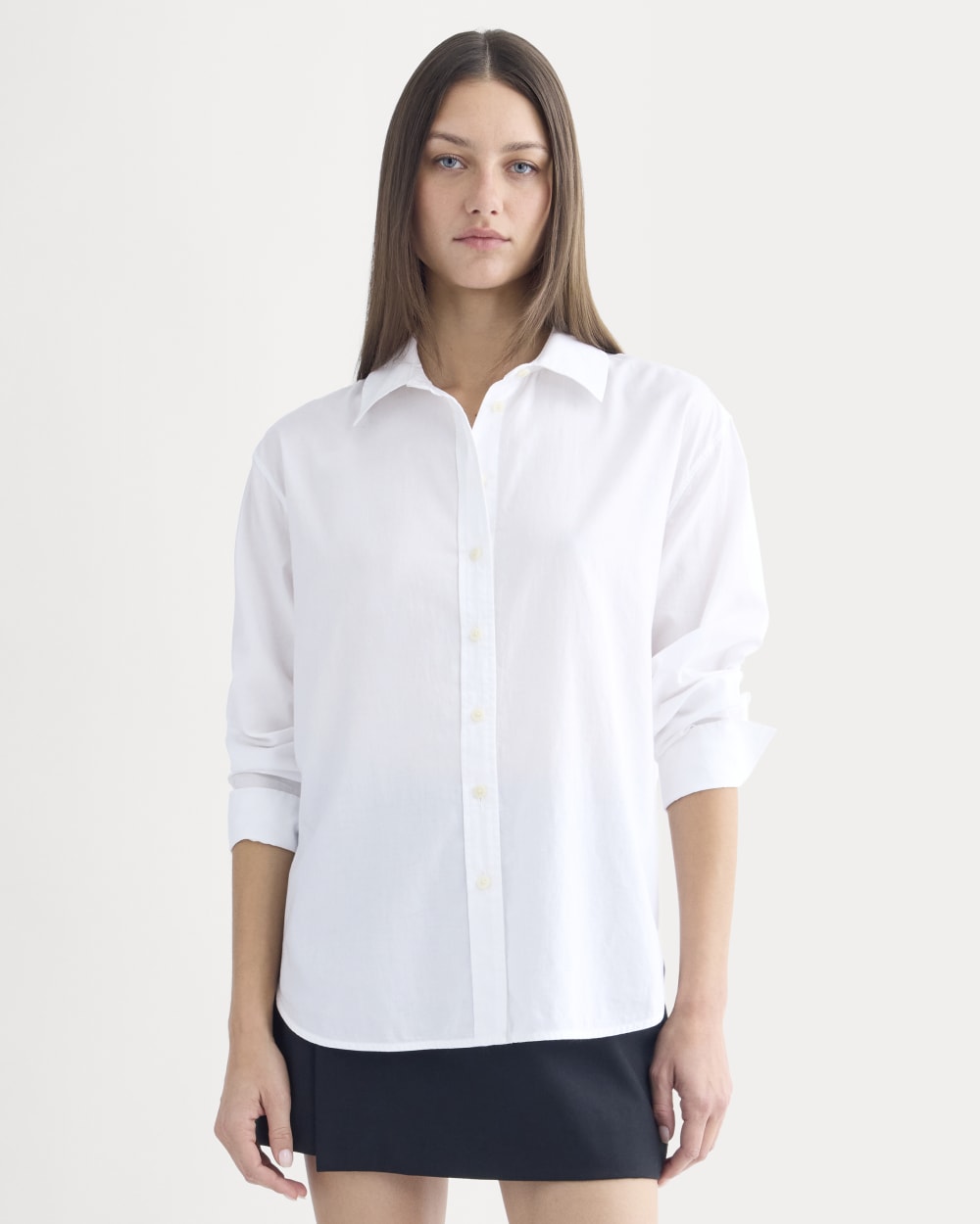 Everyday Shirt in Silky Cotton in White — front view