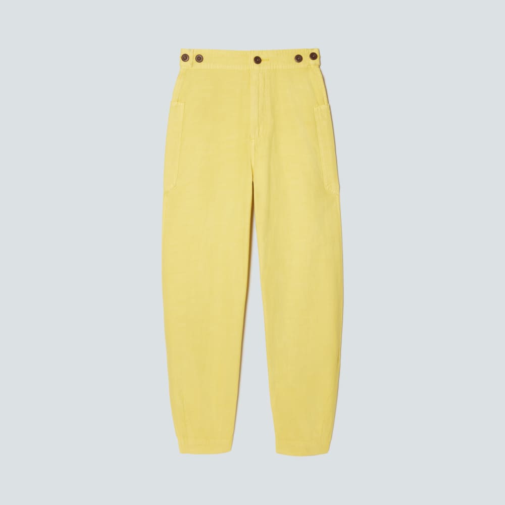 The Fatigue Barrel Pant in Lemon — front view