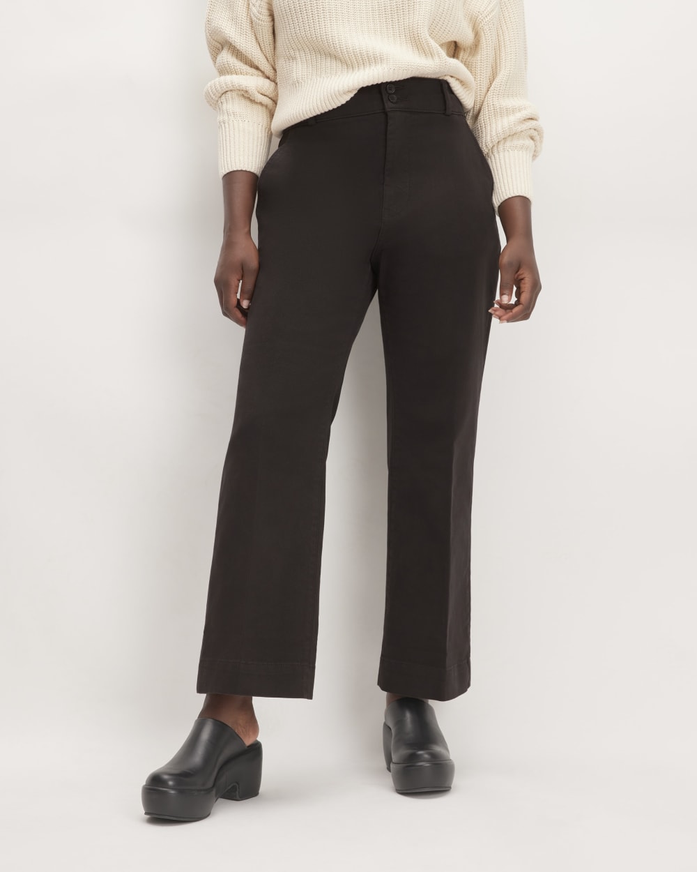 The Organic Kick Flare Pant in Black — detail view