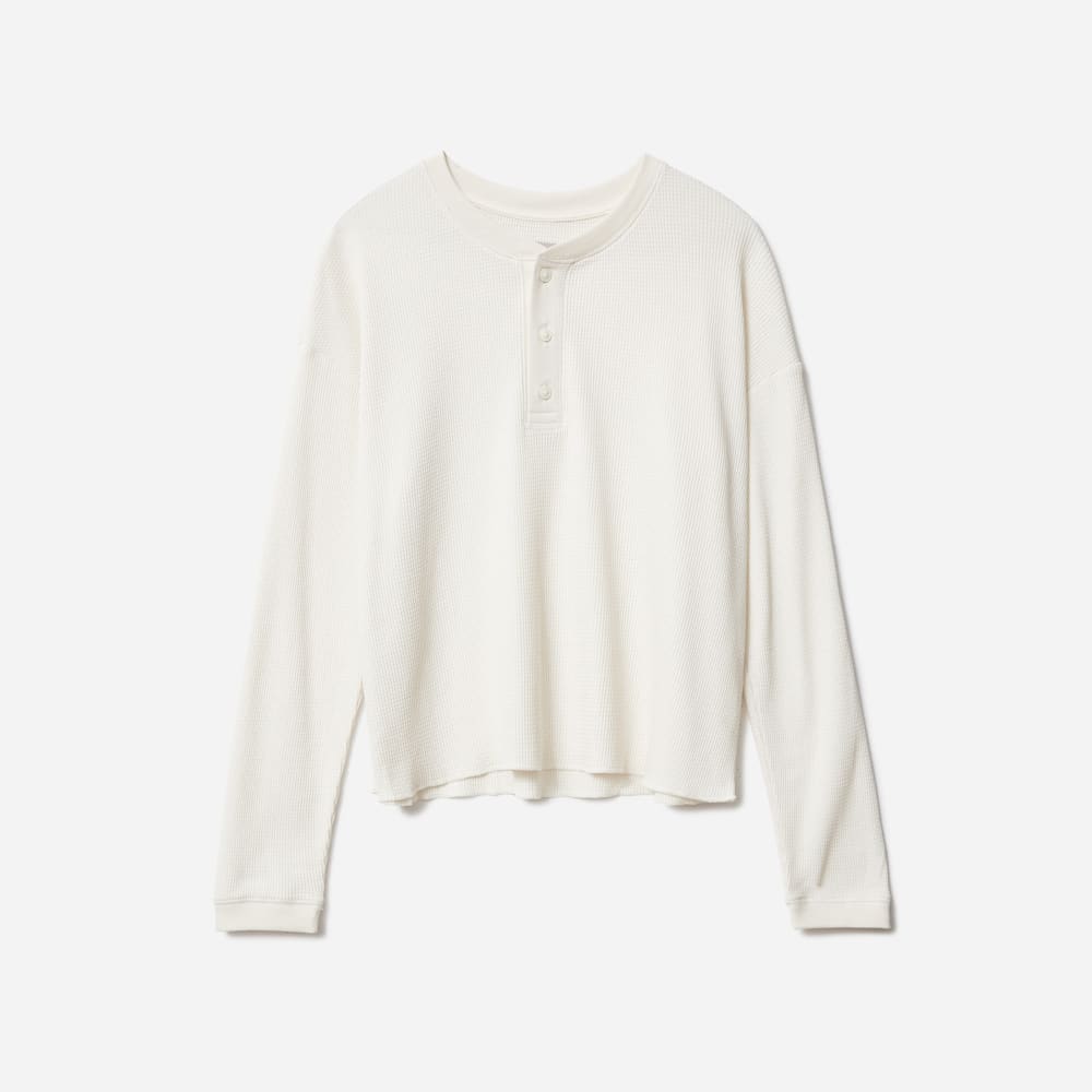 The Organic Cotton Waffle Henley in Bone — alternate view