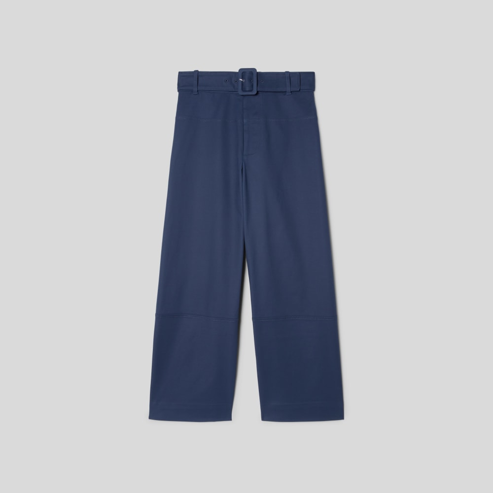 The Structured Cotton Belted Pant in Navy — alternate view