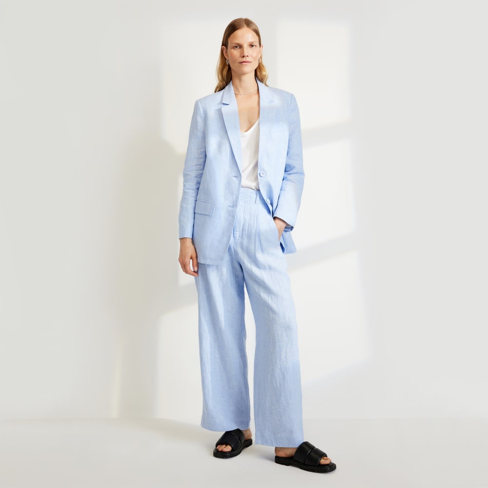 The Linen Way-High® Drape Pant in Light Blue — detail view