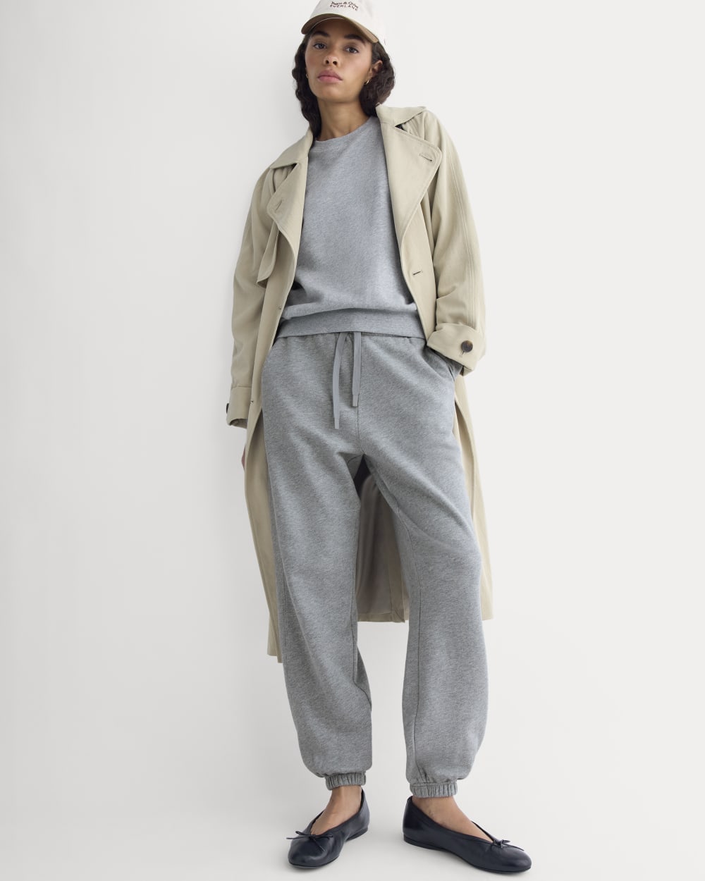Lightweight Terry Jogger in Vintage Heather Grey — detail view
